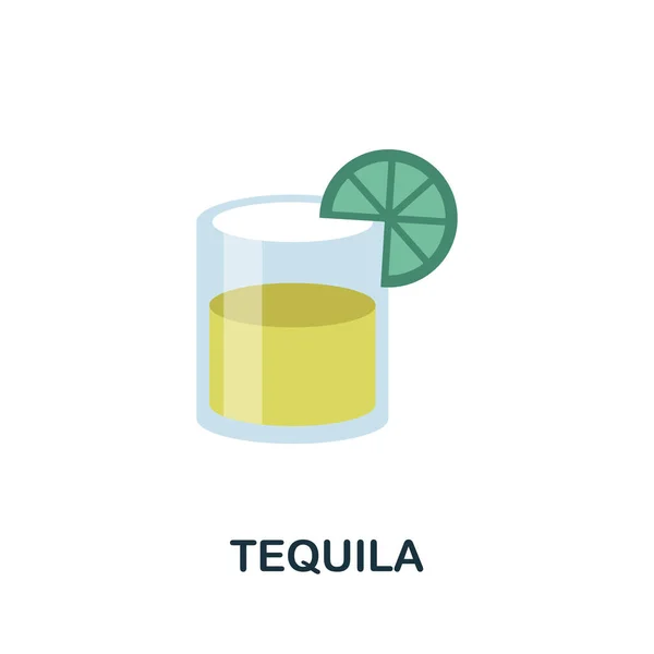 Tequila flach Ikone. Farbiges Elementschild aus der Getränkekollektion. Flaches Tequila-Symbol für Webdesign, Infografik und mehr. — Stockvektor