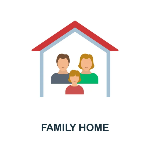Családi otthon lapos ikon. Színes elem jel a családi kollekcióból. Flat Family Home ikon jel web design, infografika és így tovább. — Stock Vector