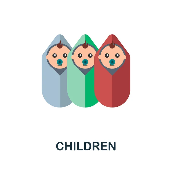 Icono plano para niños. Signo de elemento de color de la colección familiar. Signo de icono de niños planos para diseño web, infografías y más. — Vector de stock