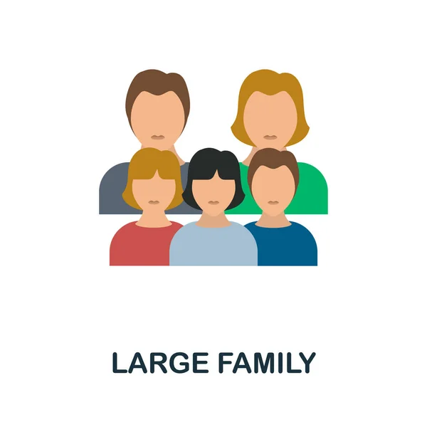 Stor familj platt ikon. Färgade element tecken från familjens samling. Flat Large Family ikon tecken för webbdesign, infografik och mer. — Stock vektor