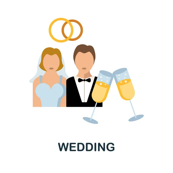 Icono plano de boda. Signo de elemento de color de la colección familiar. Signo de icono de boda plana para diseño web, infografías y más. — Archivo Imágenes Vectoriales
