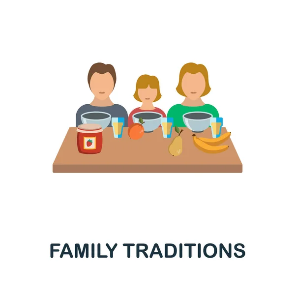ไอคอนประเพณีครอบครัวแบน สัญลักษณ์ธาตุสีจากคอลเลกชันครอบครัว สัญลักษณ์ไอคอนประเพณีครอบครัวแบนสําหรับการออกแบบเว็บ, infographics และอื่น ๆ . — ภาพเวกเตอร์สต็อก
