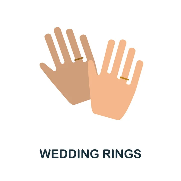 Eheringe flach Ikone. Farbiges Elementschild aus der Familiensammlung. Flat Wedding Rings Icon Sign für Webdesign, Infografik und mehr. — Stockvektor