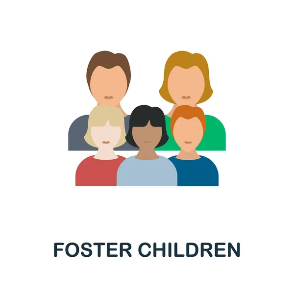 Foster Children platt ikon. Färgade element tecken från familjens samling. Flat Foster Barnens ikon tecken för webbdesign, infografik och mer. — Stock vektor