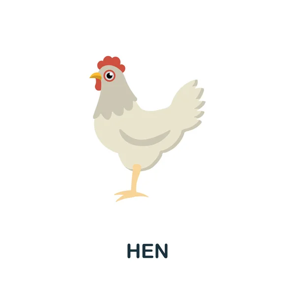 Ícone de galinha. Sinal de elemento colorido da coleta de animais de fazenda. Sinal de ícone Flat Hen para web design, infográficos e muito mais. —  Vetores de Stock
