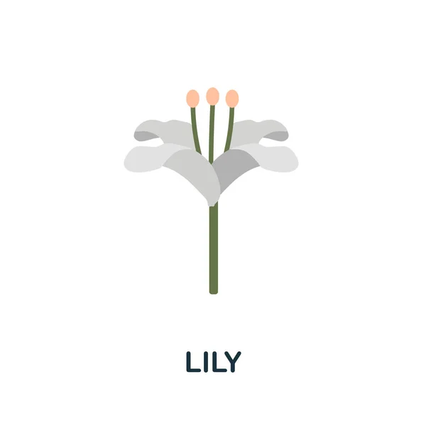 Icono plano de Lily. Signo de elemento de color de la colección de flores. Signo de icono de Lily plana para diseño web, infografías y más. — Archivo Imágenes Vectoriales