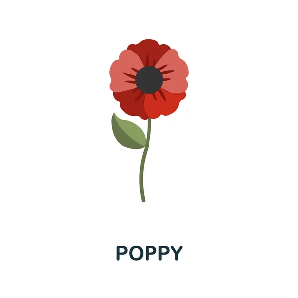 Poppy flat icon. Colored element sign from flowers collection. Flat Poppy icon sign for web design, infographics and more. — Stock Vector