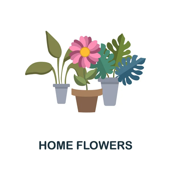 家庭花卉扁平图标。颜色元素标志从花卉收集。平面家庭花卉图标标志，用于网页设计，信息图形等. — 图库矢量图片