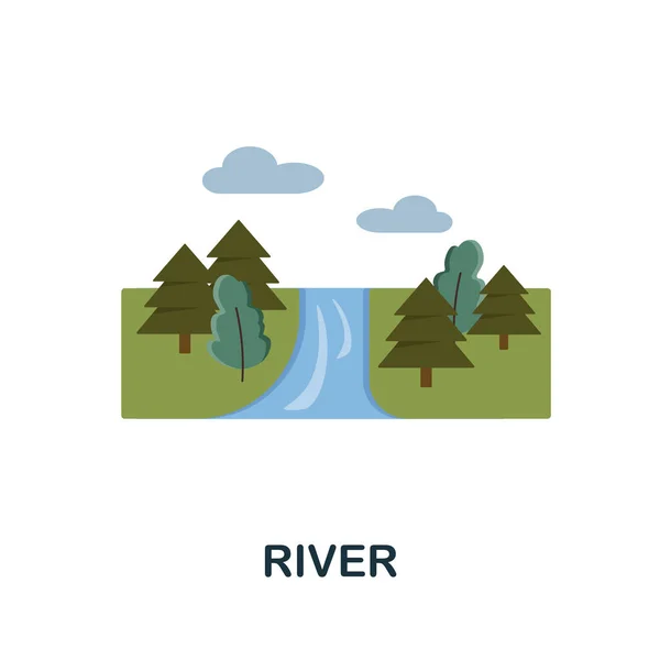 Επίπεδο εικονίδιο ποταμού. Χρωματιστό στοιχείο από τη συλλογή της φύσης. Επίπεδη σύμβολο River για το σχεδιασμό ιστοσελίδων, infographics και πολλά άλλα. — Διανυσματικό Αρχείο