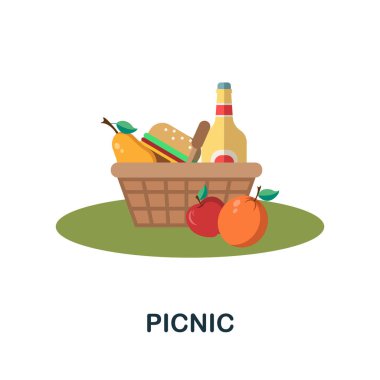 Piknik ikonu. Doğa koleksiyonundan renkli element işareti. Web tasarımı, bilgi grafikleri ve daha fazlası için Düz Piknik simgesi işareti.