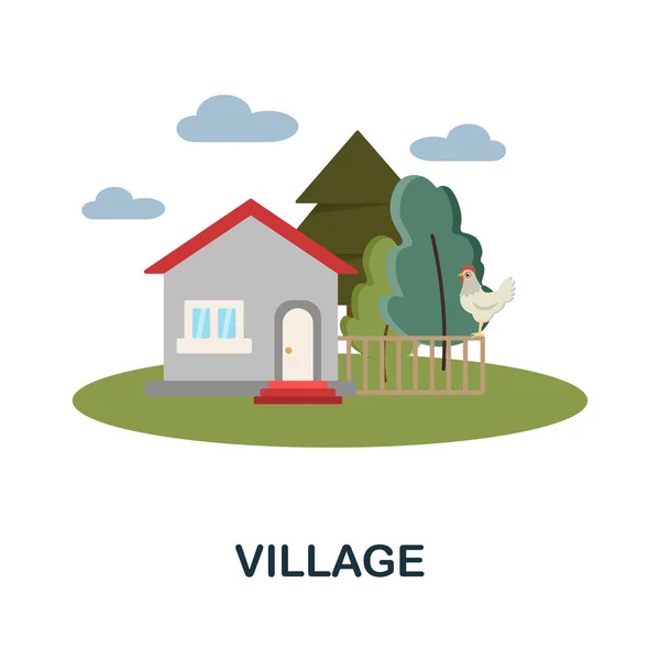 Icono del pueblo. Signo de elemento de color de la colección de la naturaleza. Signo de icono de Flat Village para diseño web, infografías y más. — Archivo Imágenes Vectoriales