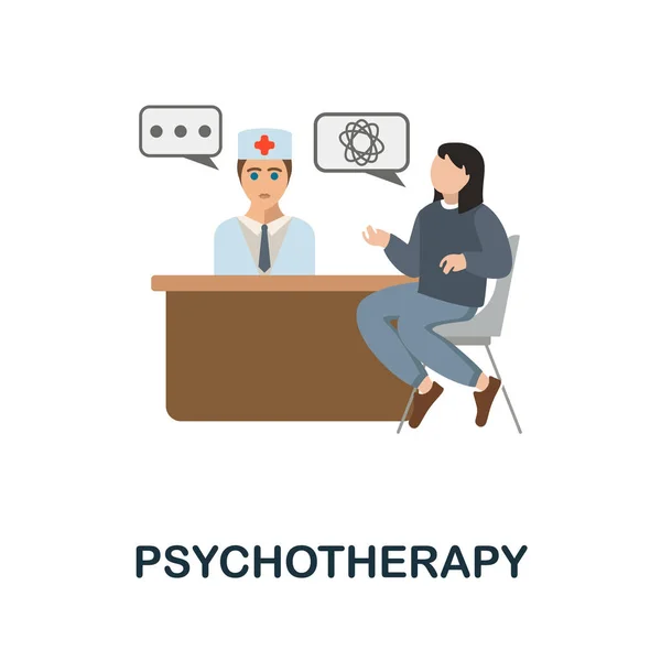 Ψυχοθεραπεία επίπεδη εικόνα. Έγχρωμο στοιχείο σημάδι από τη συλλογή ψυχολογικών διαταραχών. Flat Psychotherapy icon sign για web design, infographics και περισσότερα. — Διανυσματικό Αρχείο