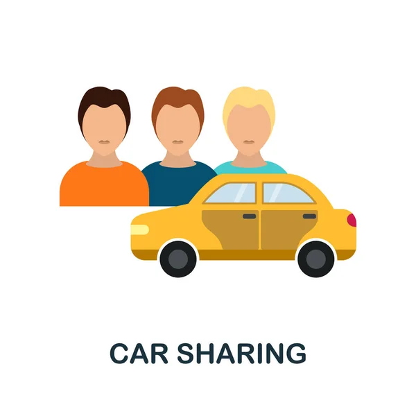 Car Sharing icona piatta. Elemento colorato segno dalla collezione di trasporto pubblico. Segno icona Flat Car Sharing per web design, infografiche e altro ancora. — Vettoriale Stock