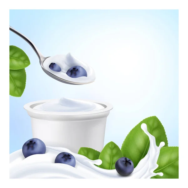 Jagodowy jogurt Creative Promo Banner Vector — Wektor stockowy