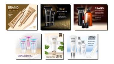 Kozmetik Tüpleri Yaratıcı Reklam Posterleri Ayarlama Vektörü