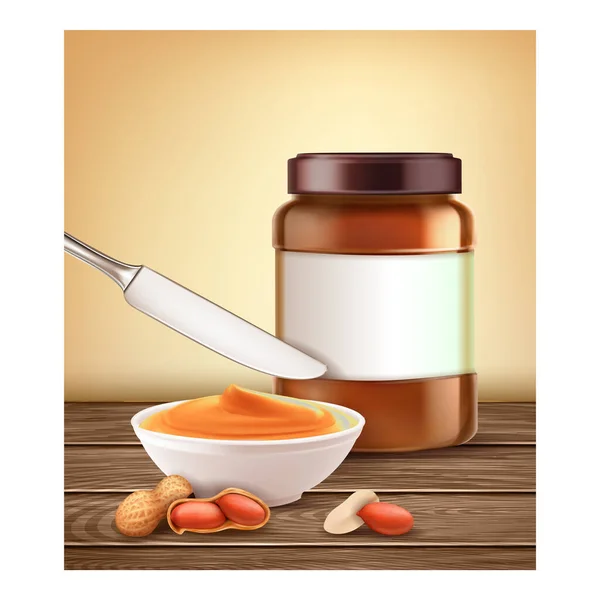 Natural Peanut Butter Promotional Poster Vector — 스톡 벡터