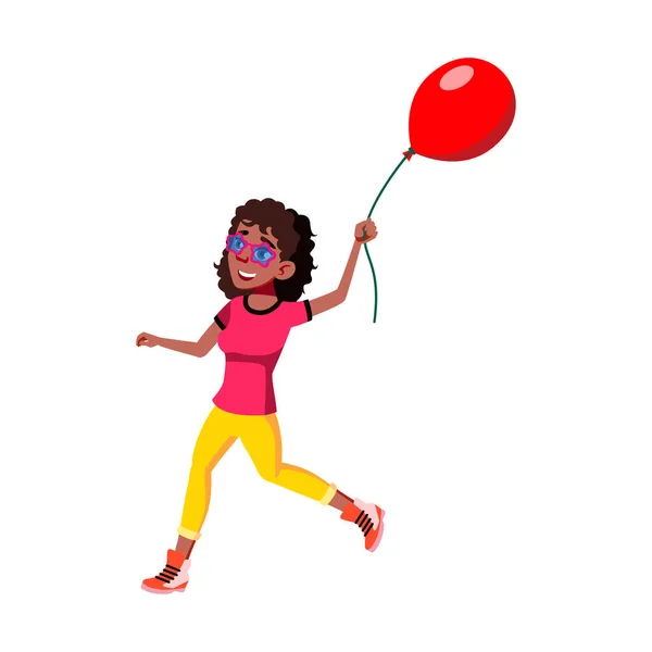 Flicka tonåring som springer med luftballong utanför Vector — Stock vektor