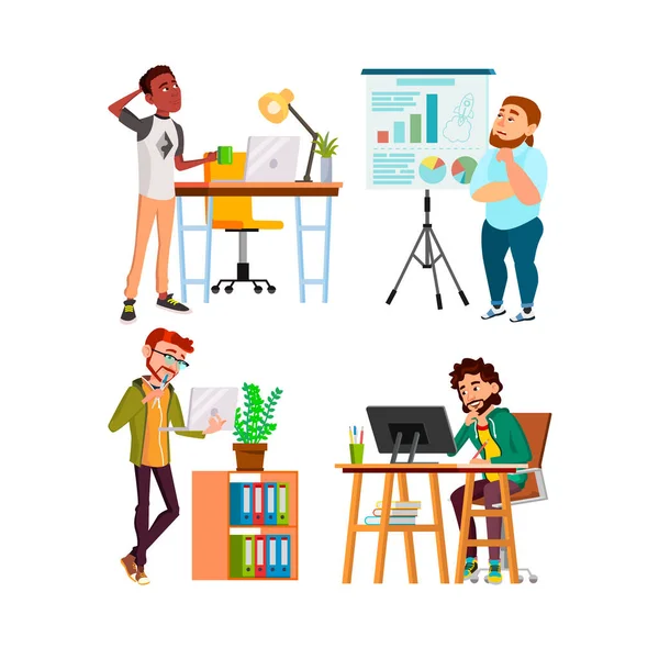 Üzletemberek gondolkodnak Startup Set vektor — Stock Vector