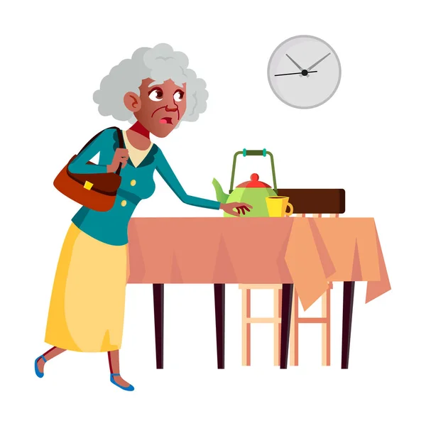 Running old woman hurry vector — Stock Vector
