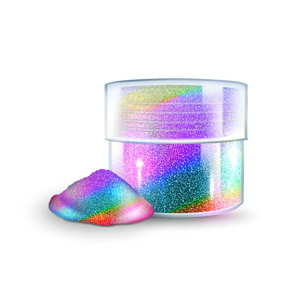 Holographische Sparkles Container für Make-up-Vektor — Stockvektor