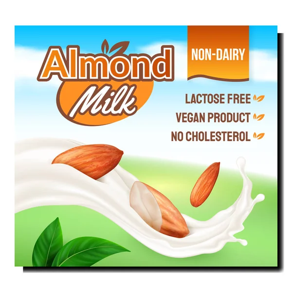 Noix d'amande lait boisson poster vecteur — Image vectorielle