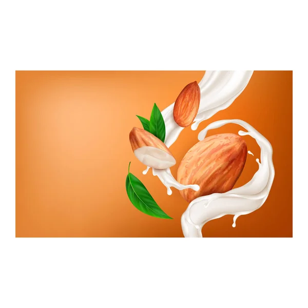 Boisson de lait d'amande affiche vecteur de boisson — Image vectorielle