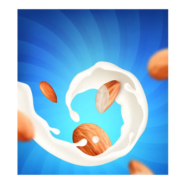 Αμυγδαλωτό γάλα ποτό τροφίμων διάνυσμα αφίσα — Διανυσματικό Αρχείο