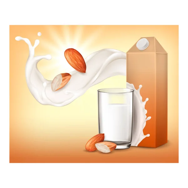 Amandelmelk drinken glazen poster vector — Stockvector