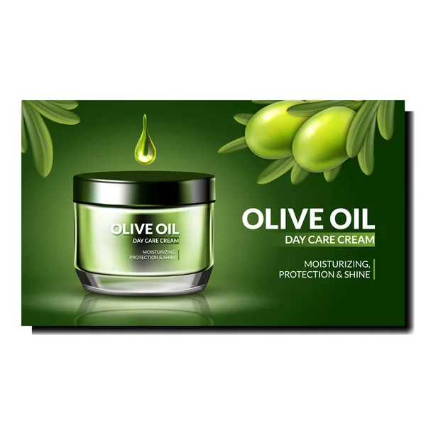 Olive Oil Day Care Cream Προώθηση Αφίσα διάνυσμα — Διανυσματικό Αρχείο