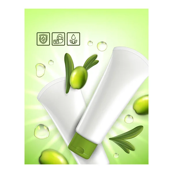 Crema facial de aceite de oliva Vector promocional creativo Banner — Vector de stock