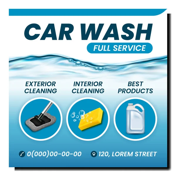 Servizio di lavaggio auto Promozione creativa Poster Vector — Vettoriale Stock