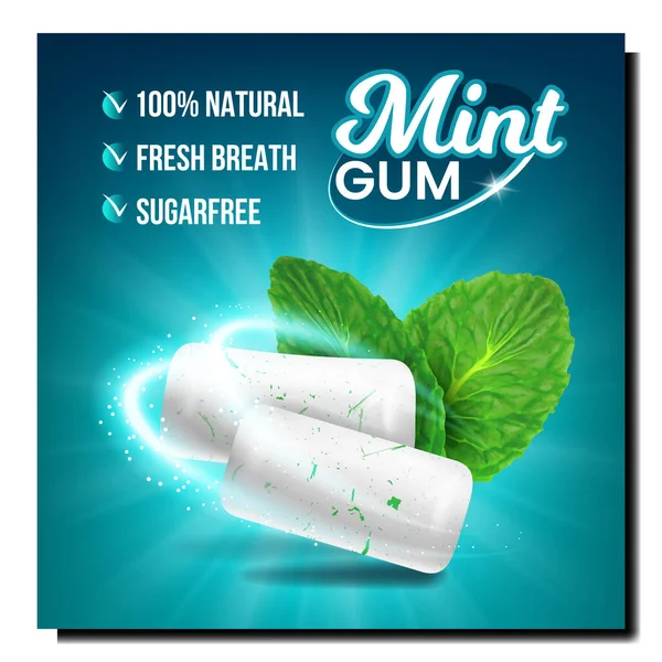 Mint Bubble Gum Creative Promotion Poster Vector — 스톡 벡터