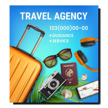 Turizm seyahati afiş uçuş uçağı vektörü