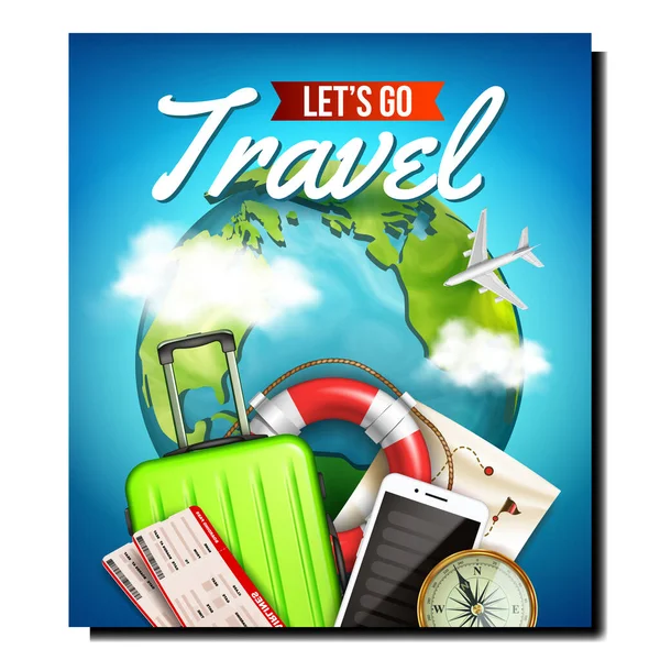 Tourism travel banner tour airplane vector — Wektor stockowy