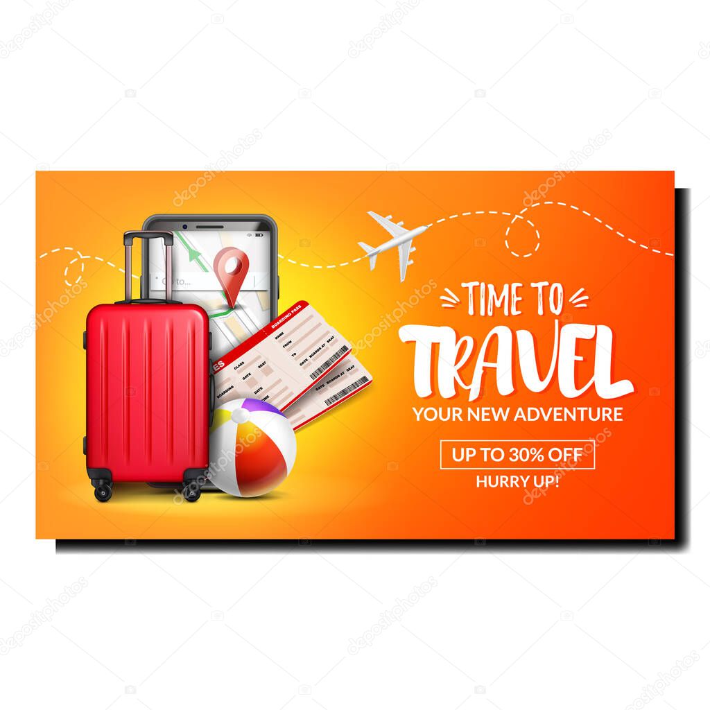 Tourism travel banner holiday airplane vector