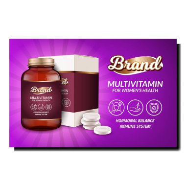 Kadın Vitamin Sağlığı poster vektörü