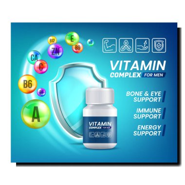 Erkek Vitamin Sağlığı poster vektörü