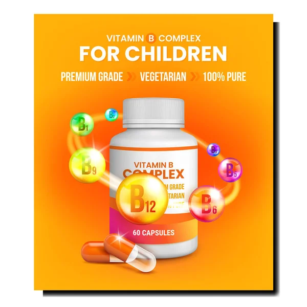 Children Vitamin health poster vector — стоковый вектор