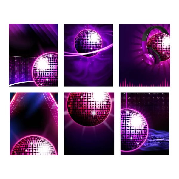 Disco musique fête affiche fond ensemble — Image vectorielle