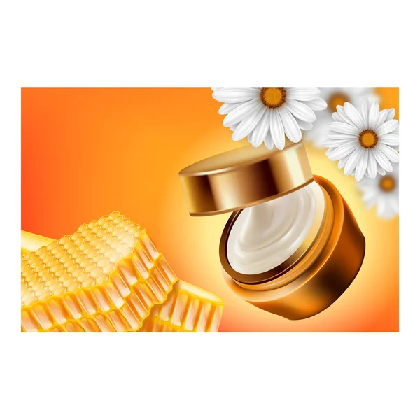 奶油蜂蜜化妆品护肤病媒 — 图库矢量图片