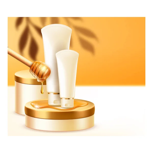 Crema miele cosmetici cura della pelle vettore — Vettoriale Stock