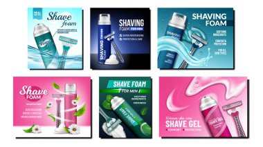 köpük krem rengi poster seti vektörü