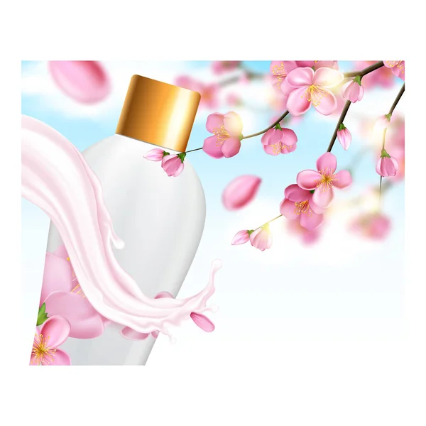 Sakura Shampoo Creative Promotion Banner Vector — Stock Vector