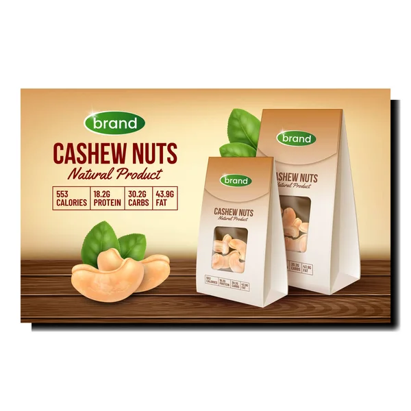 Cashew nødder kreative salgsfremmende plakat vektor Stock-vektor