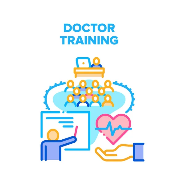 Doctor Training Vector Concept Εικονογράφηση χρωμάτων — Διανυσματικό Αρχείο