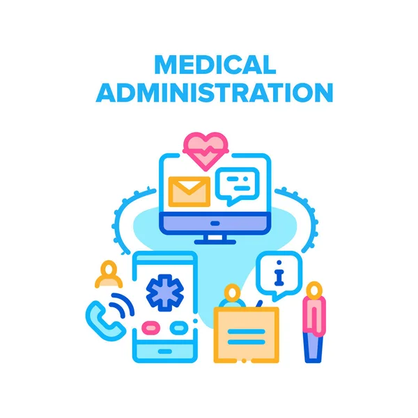 Administración médica Vector Color Ilustración — Archivo Imágenes Vectoriales