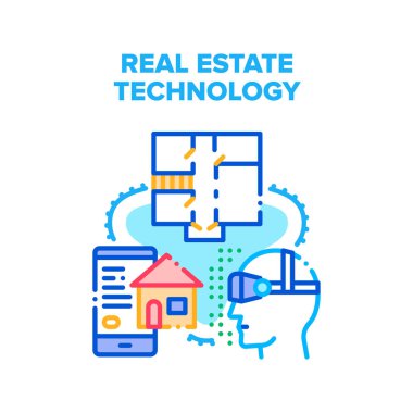Gayrimenkul Teknolojisi Vektör Renk İllüstrasyonu
