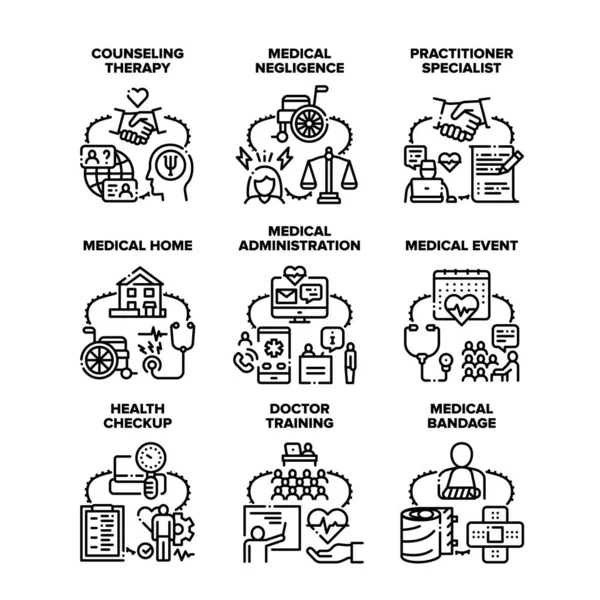 Health Checkup Set Icons Vector Illustrations — Stock Vector