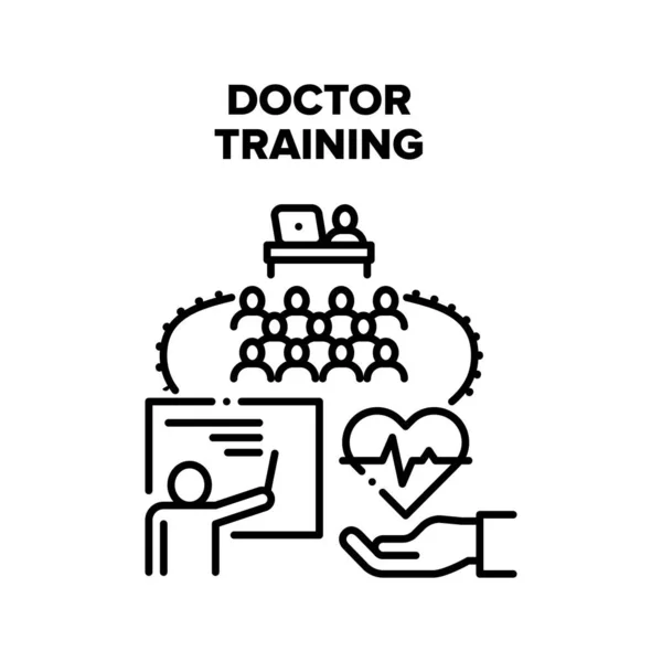 แนวคิดเวกเตอร์การฝึกอบรมแพทย์ ภาพวาดสีดํา — ภาพเวกเตอร์สต็อก