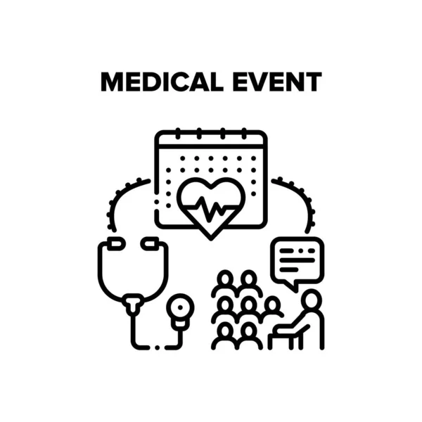 Concept de vecteur d'événement médical Illustration noire — Image vectorielle